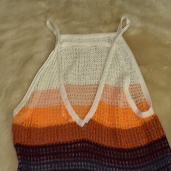 Free People Gossamer Striped Knit Halter Size XS Multi-Color Sheer Tunic Top - Picture 4 of 12